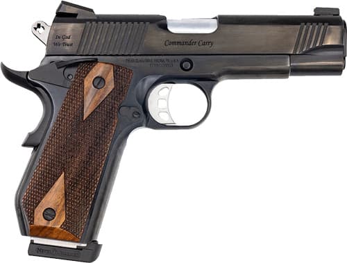 Tyler Gun Works TGWCMBL45 Custom 1911 Commander 45 ACP 7+1 4.25" Stainless Match Grade Barrel, Blued Serrated Steel Slide, Blued Steel Frame w/Beavertail, Walnut Grip