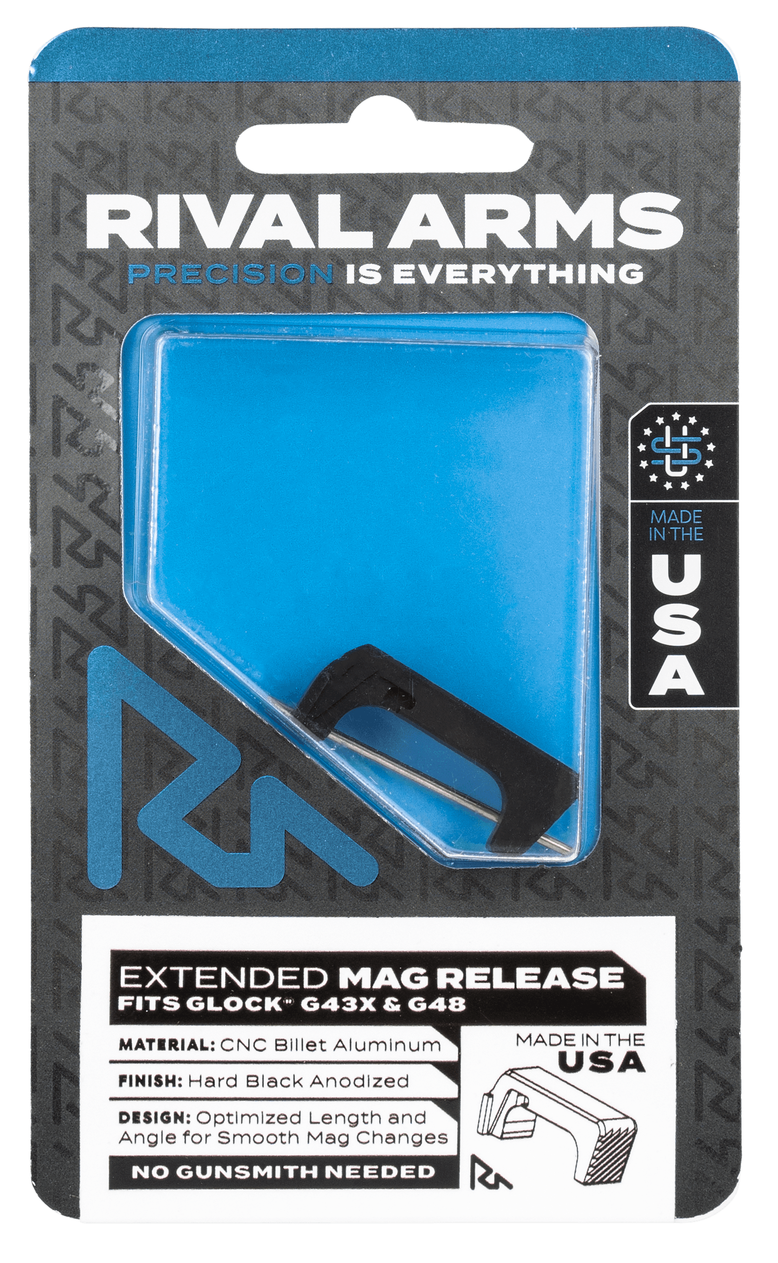 Rival Arms RA72G004A Magazine Release Extended Aluminum for Glock 43X 48