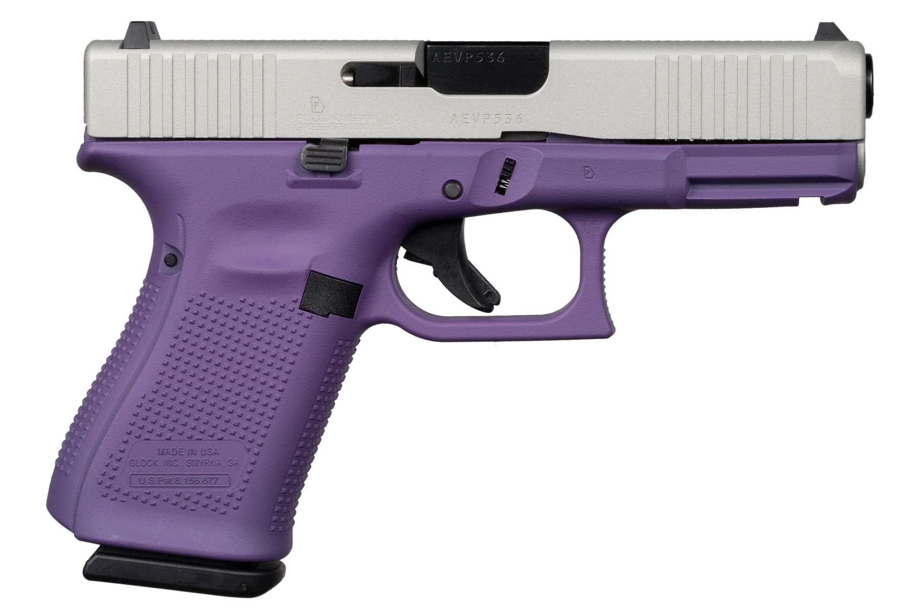 Glock G19 Gen 5 9mm 4.02in 15rd Purple Cerakote Aluminum Slide