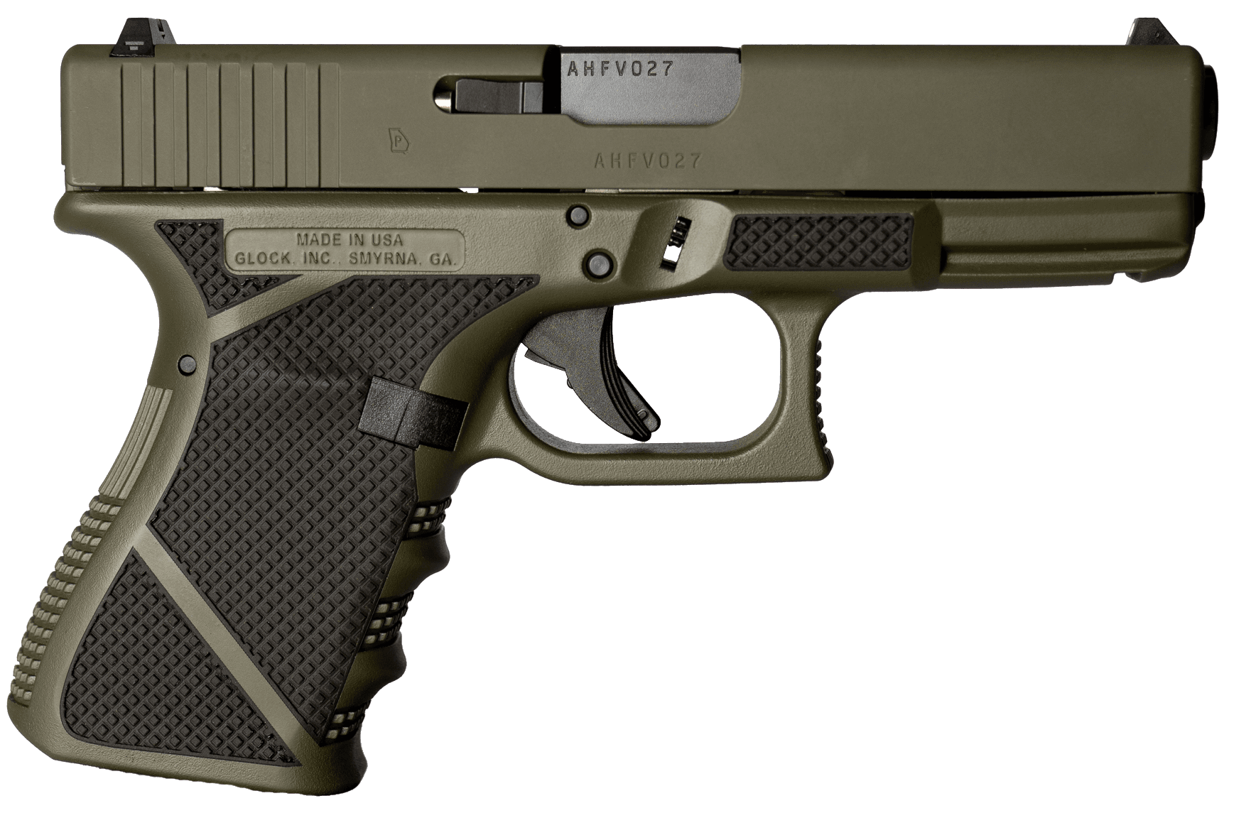 Weapon Works UI1950203-228082 G19 Gen3 Compact Frame 9mm Luger 15+1 4.02" Black Steel Barrel, OD Green Serrated Steel Slide, OD Green w/ Diamond Stippling Polymer Frame w/Picatinny Rail, USA Made