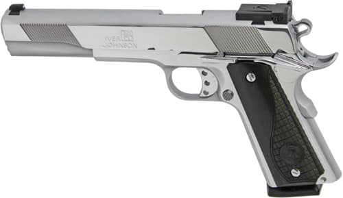 Iver Johnson Arms EAGLEXLC45 Eagle XL  45 ACP 8+1 6" Steel Barrel, Bright Chrome High Polished Long/Serrated Steel Slide & Frame w/Beavertail, Diamondwood Walnut w/Integrated Logo Grip, Right Hand