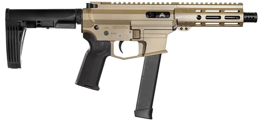 Angstadt Arms UDP-9 9mm Luger, 6in. Barrel, 33rd, MOD2 Tailhook Brace - FDE (AAUDP09TF6)