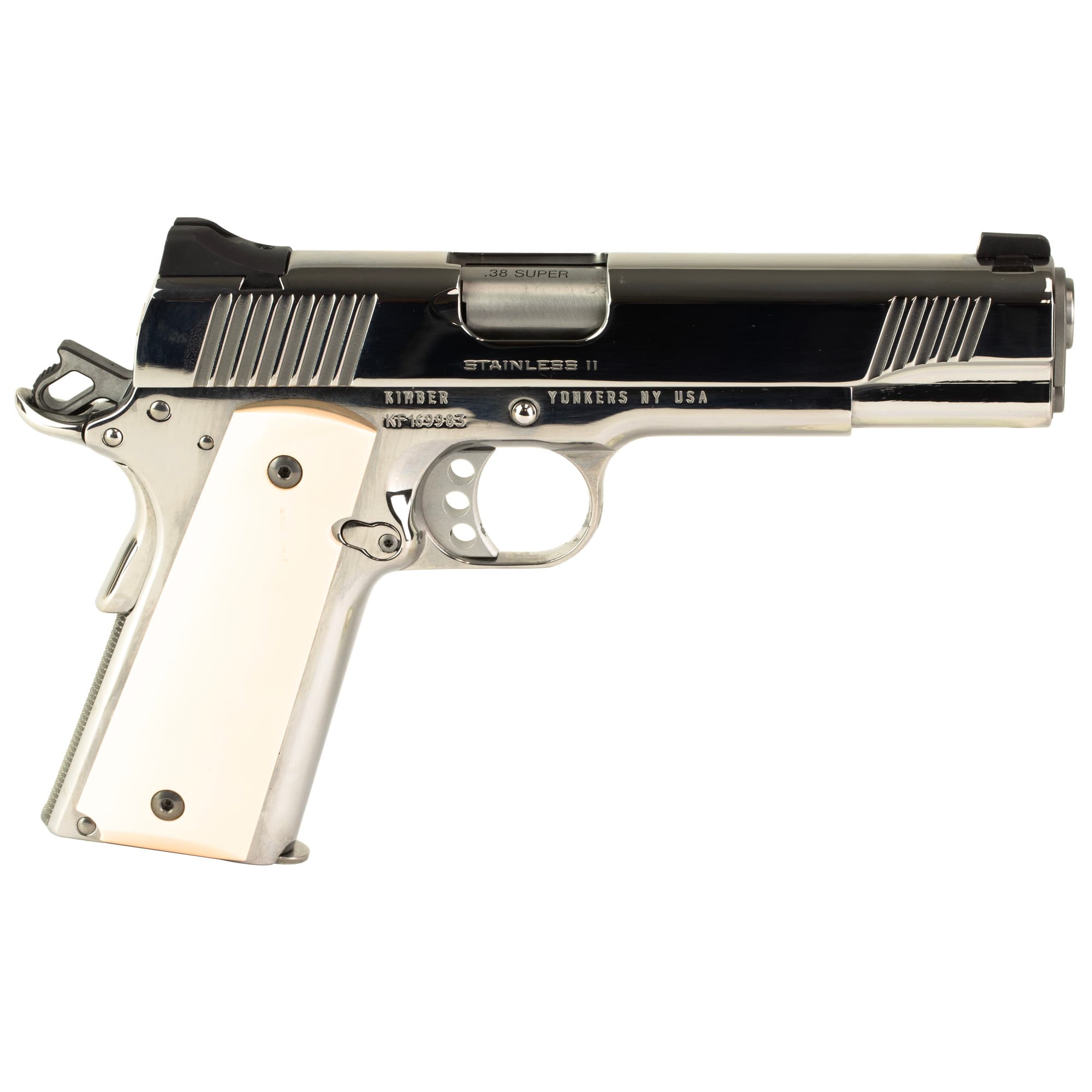 Kimber Stainless II Pistol 38 Super 5 in. High Polished G10 Ivory Grips 9 rd.