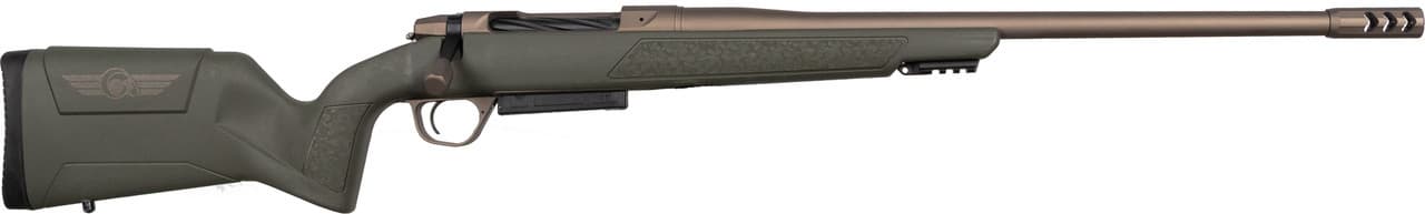 Christensen Arms 8011500200 Evoke Full Size 6.5 Creedmoor 4+1 20" Burnt Bronze Cerakote #4 Contour Threaded Barrel, Gray w/Bronze Logo Hybrid Hunter w/Picatinny Rail Synthetic Stock