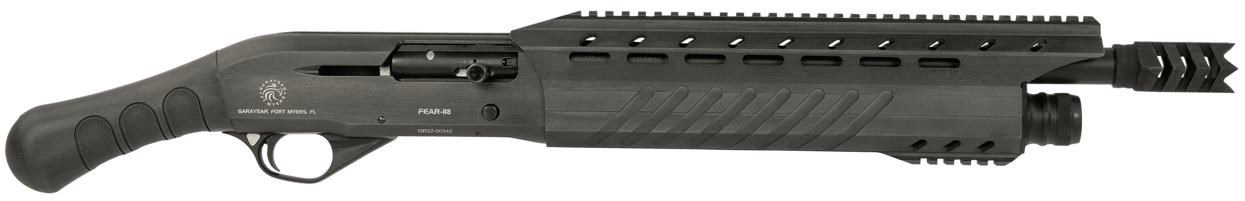 Garaysar Ft. Myers FEAR118BRCGB FEAR-118 Breacher 12 Gauge Semi-Auto 3" 4+1 14.55" Gray Battleworn Steel Barrel & Receiver, Black Polymer Birdshead Grip