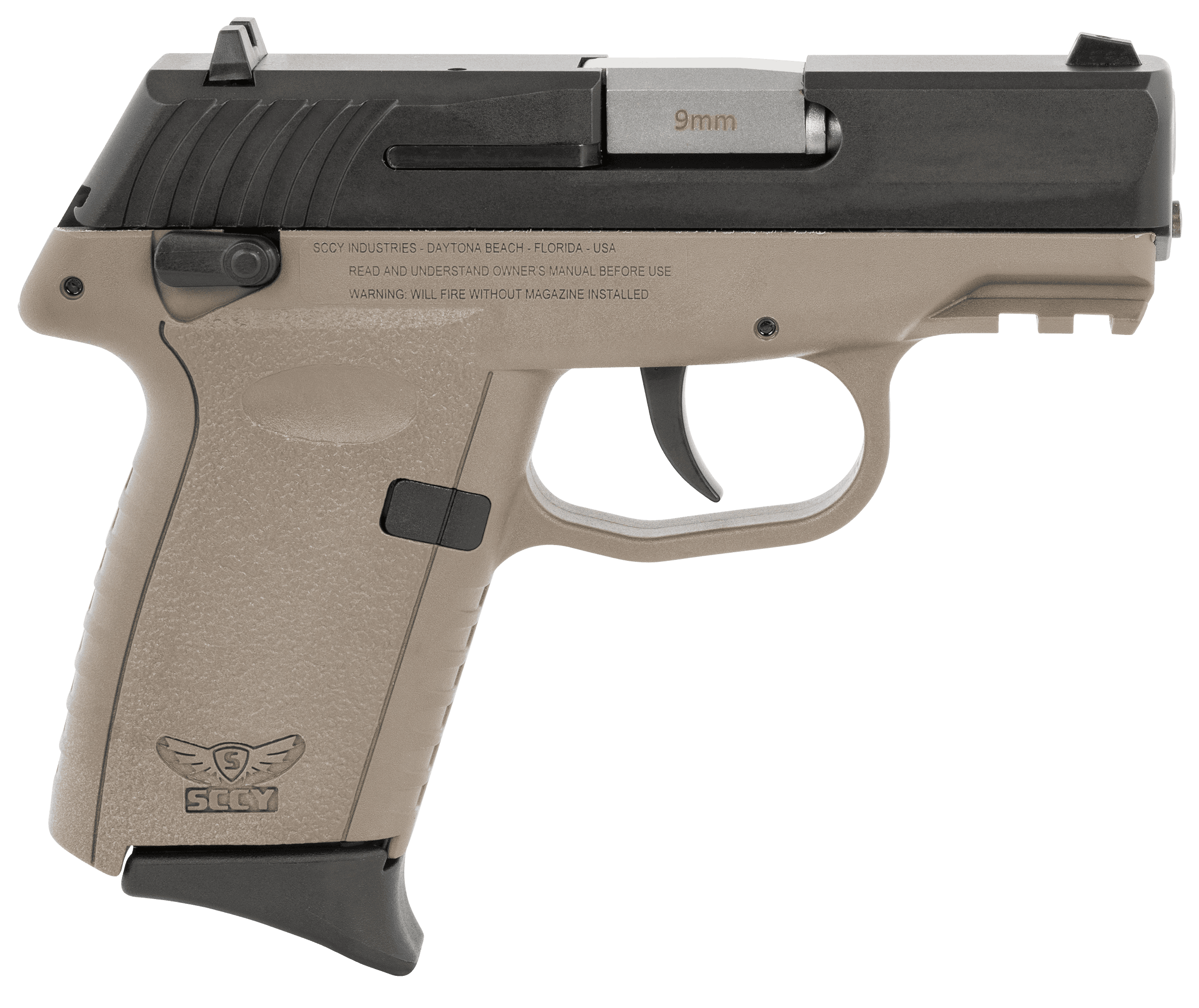 SCCY Industries CPX1CBDEG3 CPX-1 Gen3 9mm Luger 10+1 3.10" Flat Dark Earth Polymer w/ Picatinny Rail Serrated Black Nitride SS Slide FDE Polymer Grip