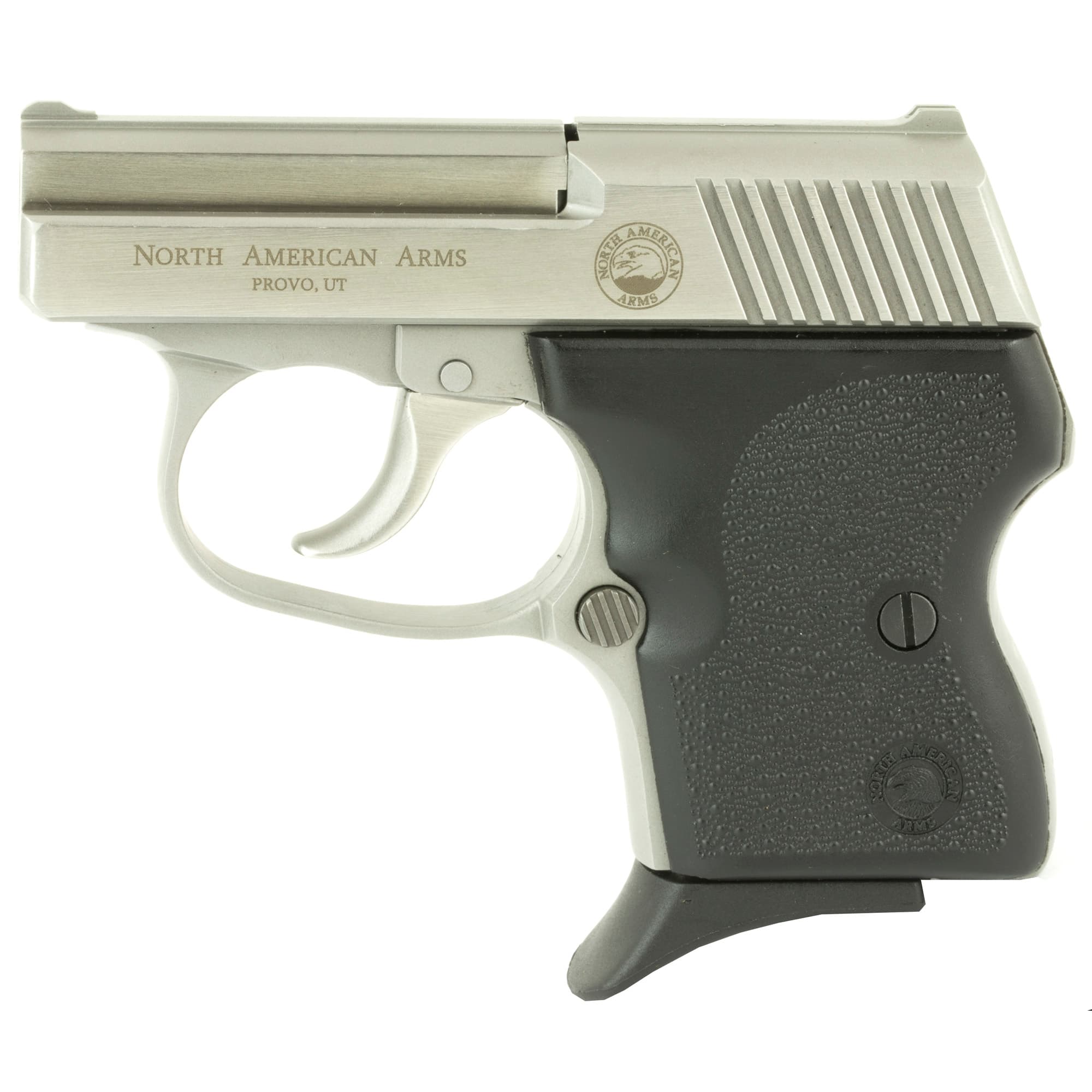 North American Arms 32GUARDIAN Guardian  DAO 32 ACP Caliber with 2.19" Barrel, 6+1 Capacity, Overall Stainless Steel Finish, Serrated Slide & Black Rubber Grip