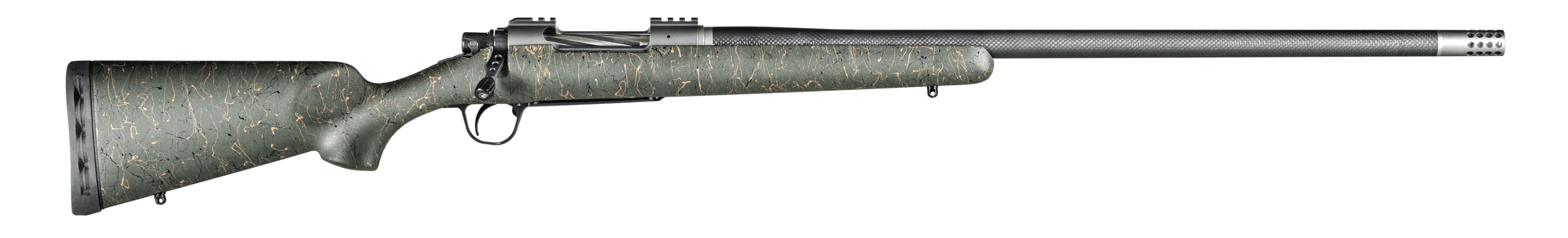 Christensen Arms CA10268815333 Summit TI  Full Size 28 Nosler 3+1, 26" Natural Titanium Steel Threaded Barrel, Natural Titanium Aluminum Receiver, Green w/Black/Tan Webbing Fixed Sporter Stock