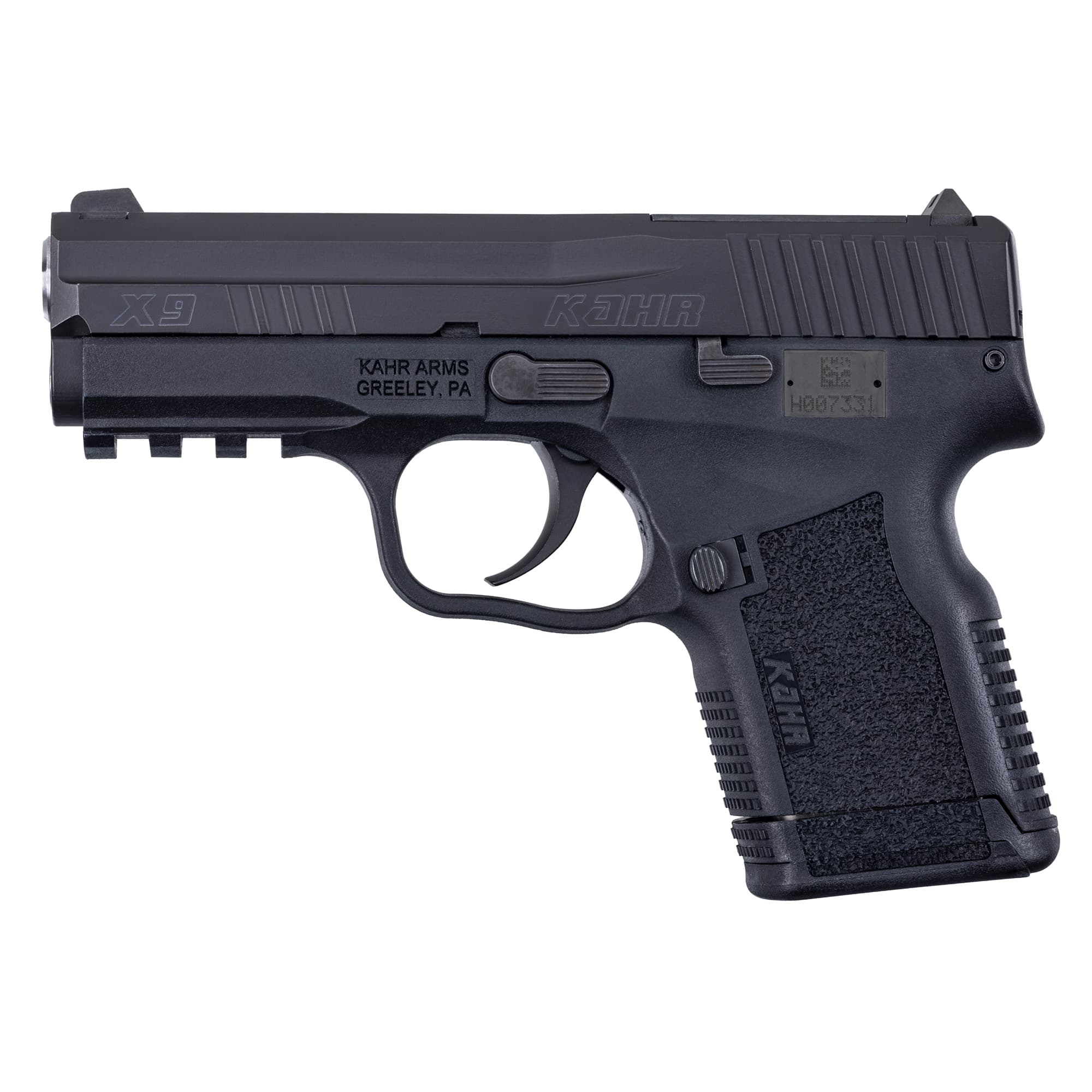 Kahr Arms KX9094RD10 X9  9mm Luger 10+1 3.54" Stainless Steel Barrel, Blackened Optic Ready/Serrated Stainless Steel Slide, Black Polymer Frame w/Picatinny Rail