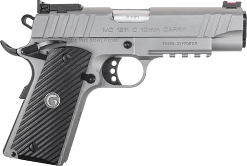 EAA GIRSAN 390615 MC1911 C  Carry Frame 10mm Auto 9+1, 4.40" Stainless Steel Barrel, Matte Stainless Steel Serrated Slide & Frame w/Beavertail & Picatinny Rail, Laminate Grip, Ambidextrous