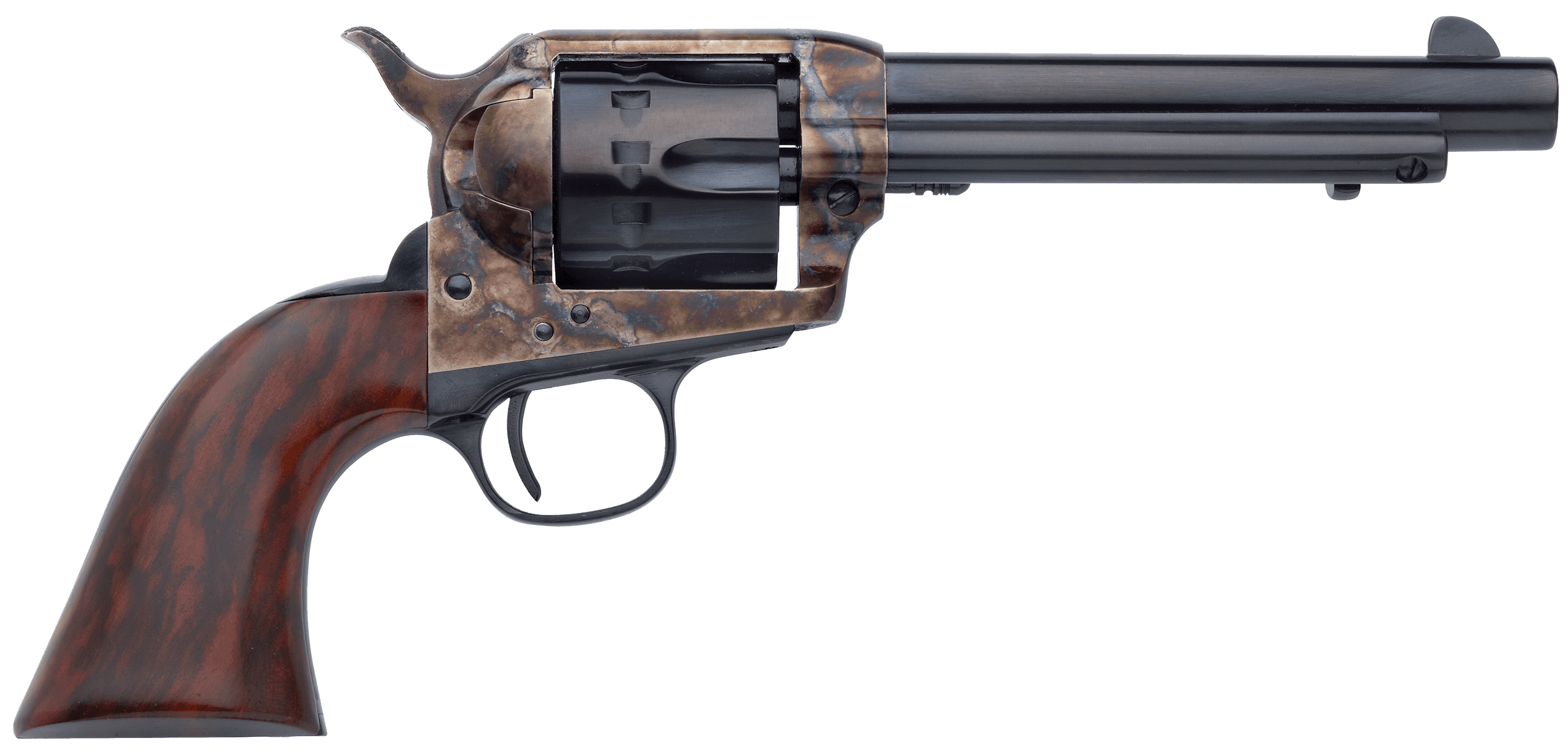 Taylors & Company 550805 1873 Cattleman 22 LR Caliber with 4.75" Blued Finish Barrel, 12rd Capacity Blued Finish Cylinder, Color Case Hardened Finish Steel Frame & Walnut Grip