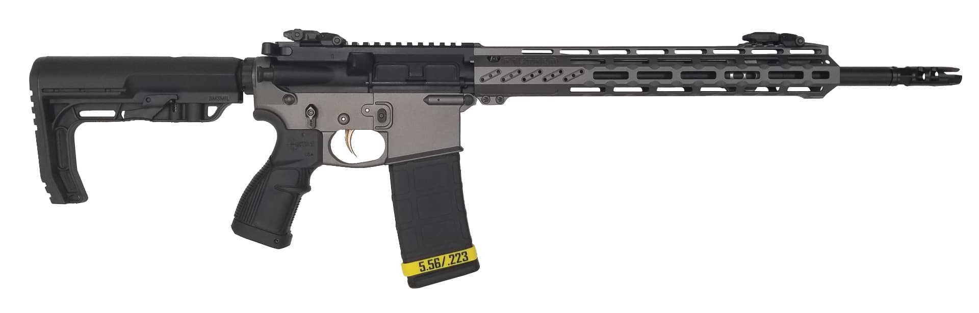 FosTech Tech-15/LITE AR15 Rifle - Tungsten/Black | 5.56NATO | 16" Barrel | Mach-2 13" M-LOK Rail | MFT Buttstock | Installed Fostech Echo AR-II Trigger