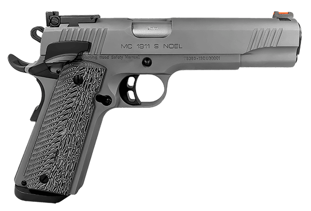 EAA GIRSAN 390097 MC1911 S Noel 9mm Luger 10+1 5" Stainless Steel Barrel, Matte Stainless Serrated Steel Slide & Frame w/Beavertail, Black/Gray G10 Grip, Ambidextrous