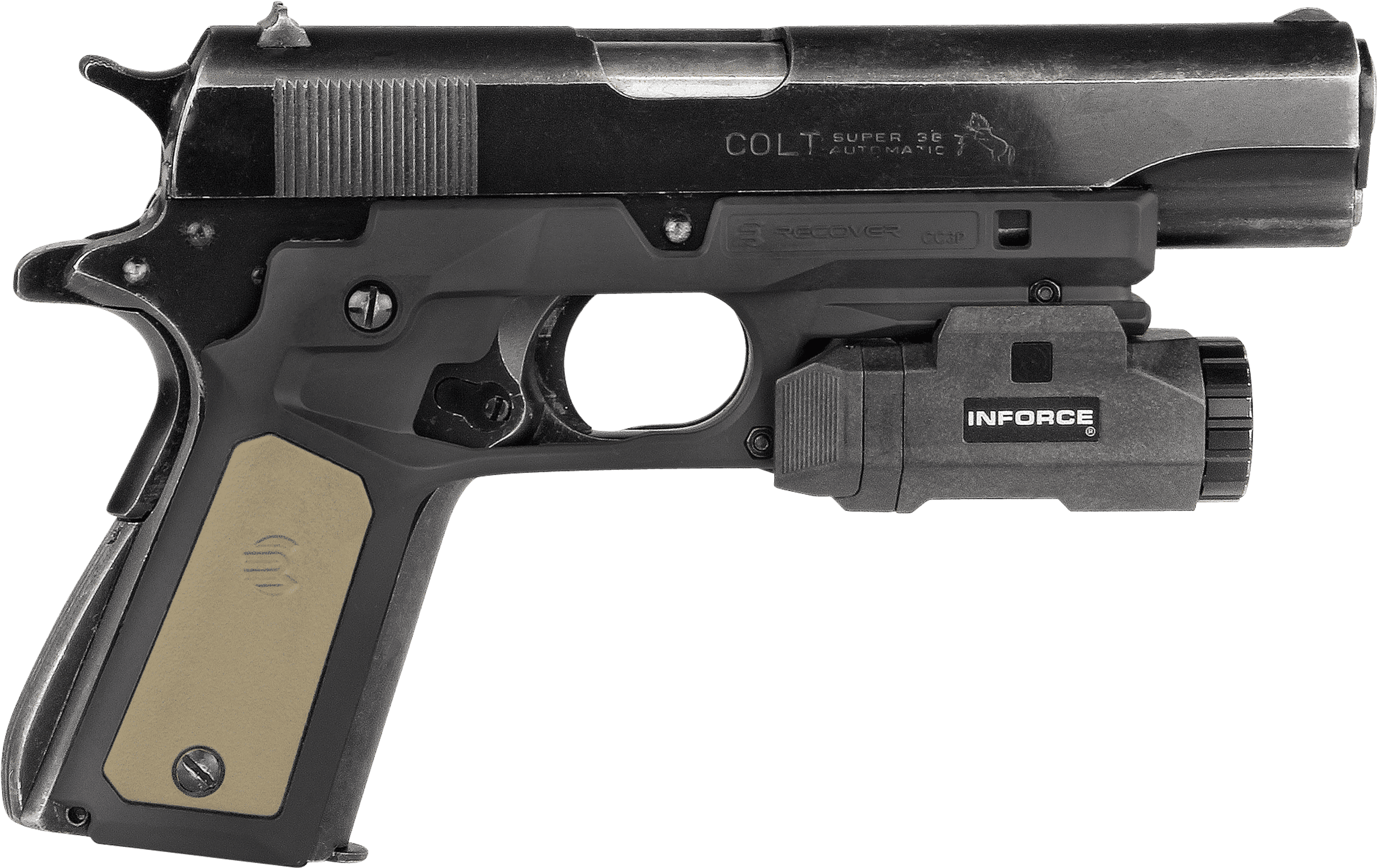 Recover Tactical CC3P0102 Frame Grip  Black Polymer Frame with Interchangeable Black & Tan Panels for Standard Frame 1911