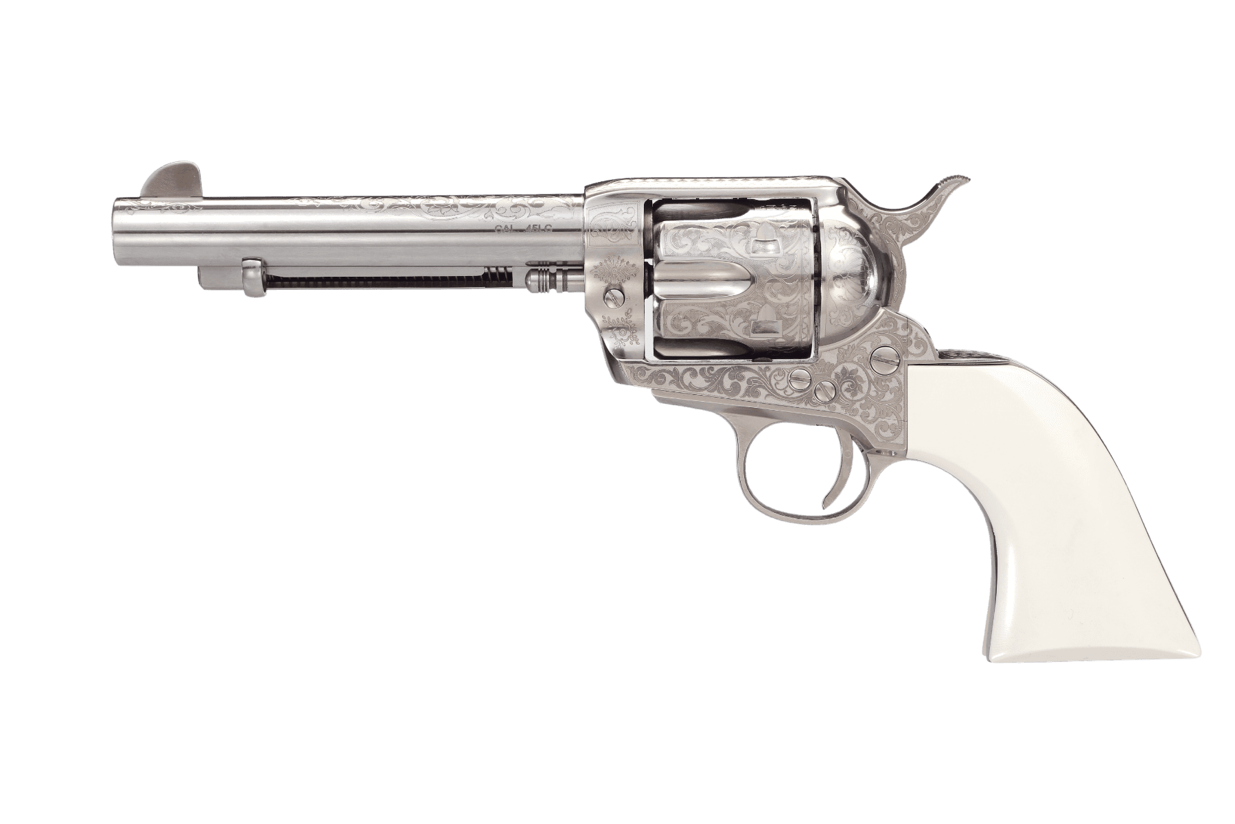 Taylor's 1873 Outlaw Legacy Handgun .45 Colt 6rd Capacity 5.5" Barrel Engraved Nickel with White