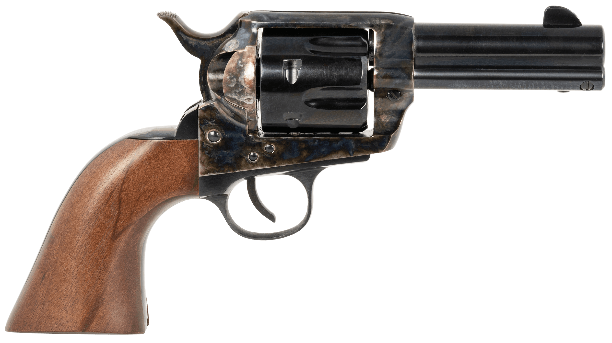 Traditions SAT73005 1873 Frontier 357 Mag 6rd 3.50" Blued Cylinder & Barrel Color Case Hardened Steel Frame Walnut Navy Size Grip