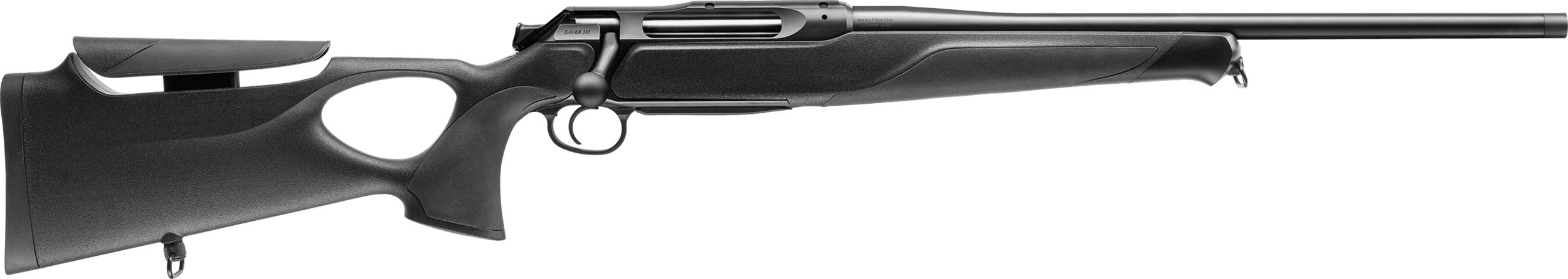 Sauer 80117647 505 Synchro XT Full Size 243 Win Mag 5+1 22" Titanium Gray Threaded Barrel, Saddle Mount Steel Receiver, Black Thumbhole w/Adj Comb Synthetic Stock