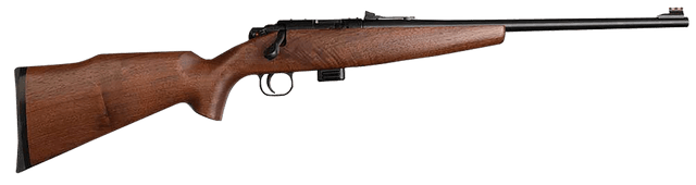 Crickett KSA20411 Model 722 Sporter Compact Youth 22 LR 7+1 16.25" Blued Barrel & Receiver, Fixed Front/Adjustable Rear Sights, Walnut Stock w/13.5" LOP, Rebounding Firing Pin Safety
