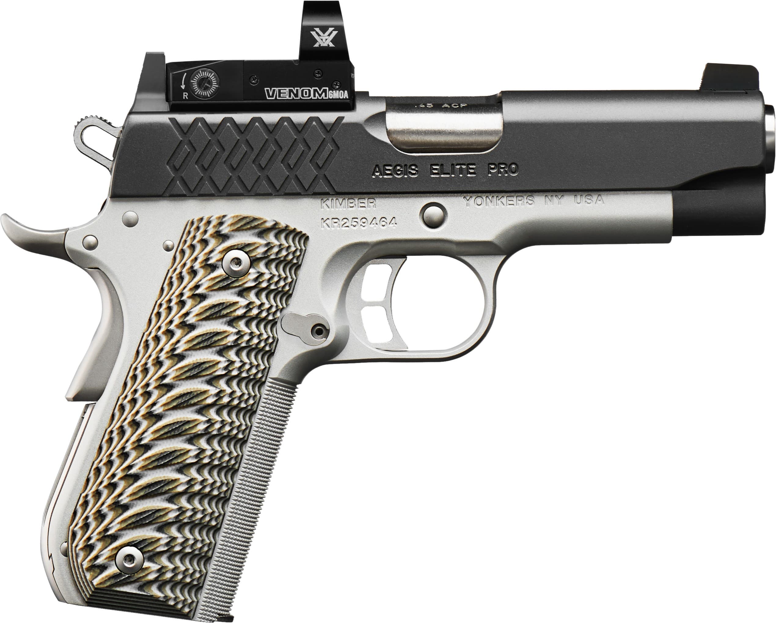 Kimber Mfg.,inc 3000354 Aegis Elite Ultra 45 ACP 9+1 4" Ramped Barrel Matte Black KimPro II Stainless Steel Vertex Venom Optic G10 Grip