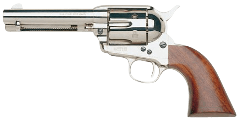 Taylors & Company 555124 1873 Cattleman 357 Mag Caliber with 4.75" Barrel, 6rd Capacity Cylinder, Overall Nickel-Plated Finish Steel & Walnut Grip