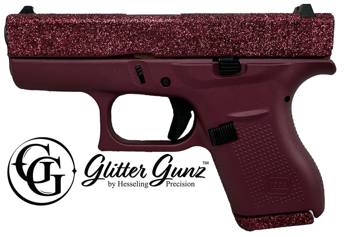 Glock G42 380 ACP 3.2in 6rd Black Cherry GlitterGunz Finish