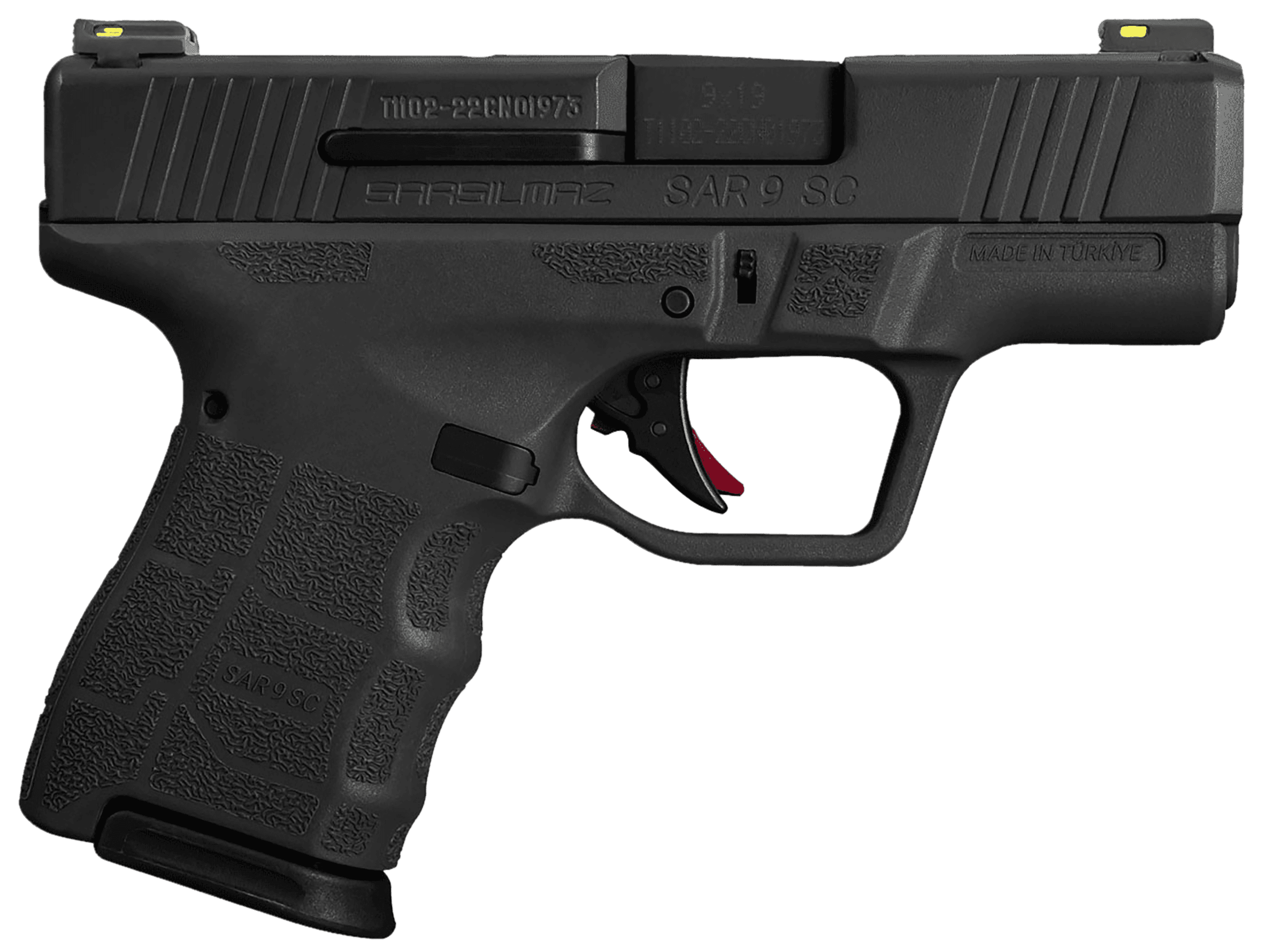 SAR USA SAR9SCBL SAR9 SC  Compact Frame 9mm Luger 12+1 3.30" Black Steel Barrel, Black Serrated Steel Slide, Black Polymer Frame, Black Interchangeable Backstrap Grip