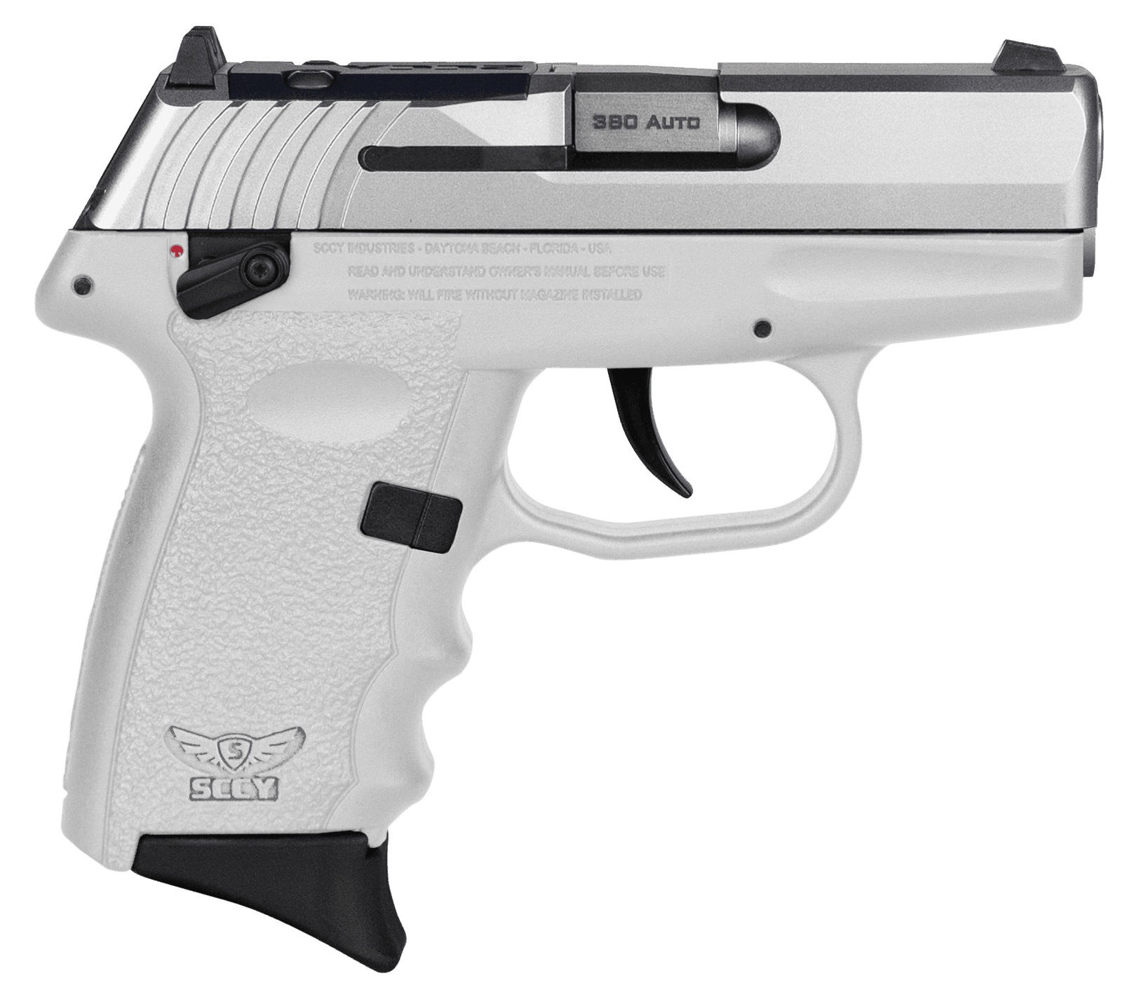 SCCY Industries CPX4TTWTRDRG3 CPX-4 RD 380 ACP 10+1 2.96" White Polymer/Serrated Stainless Steel Slide/Finger Grooved White Polymer Grip