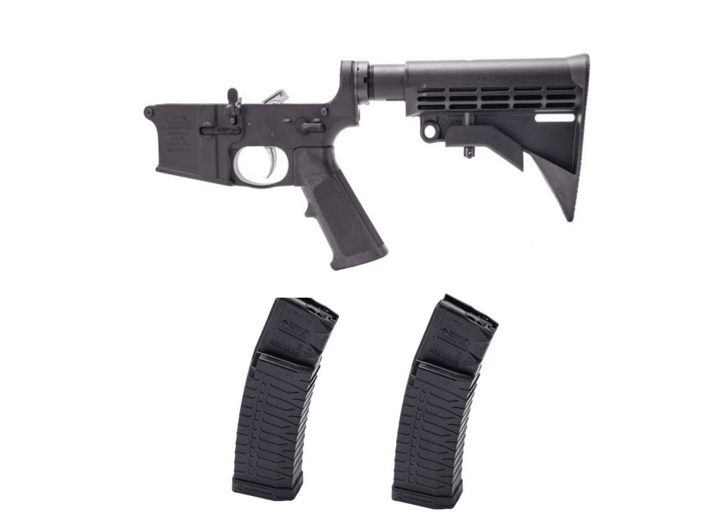 Anderson AM-15 Forged Complete AR Lower - Black | M4 Buttstock | Closed Trigger Guard BUNDLED w/ 2 ATI Schmeisser S60 Magazine - Black | .223/5.56 | 60rd | Gen 2 Military/LEO Edition