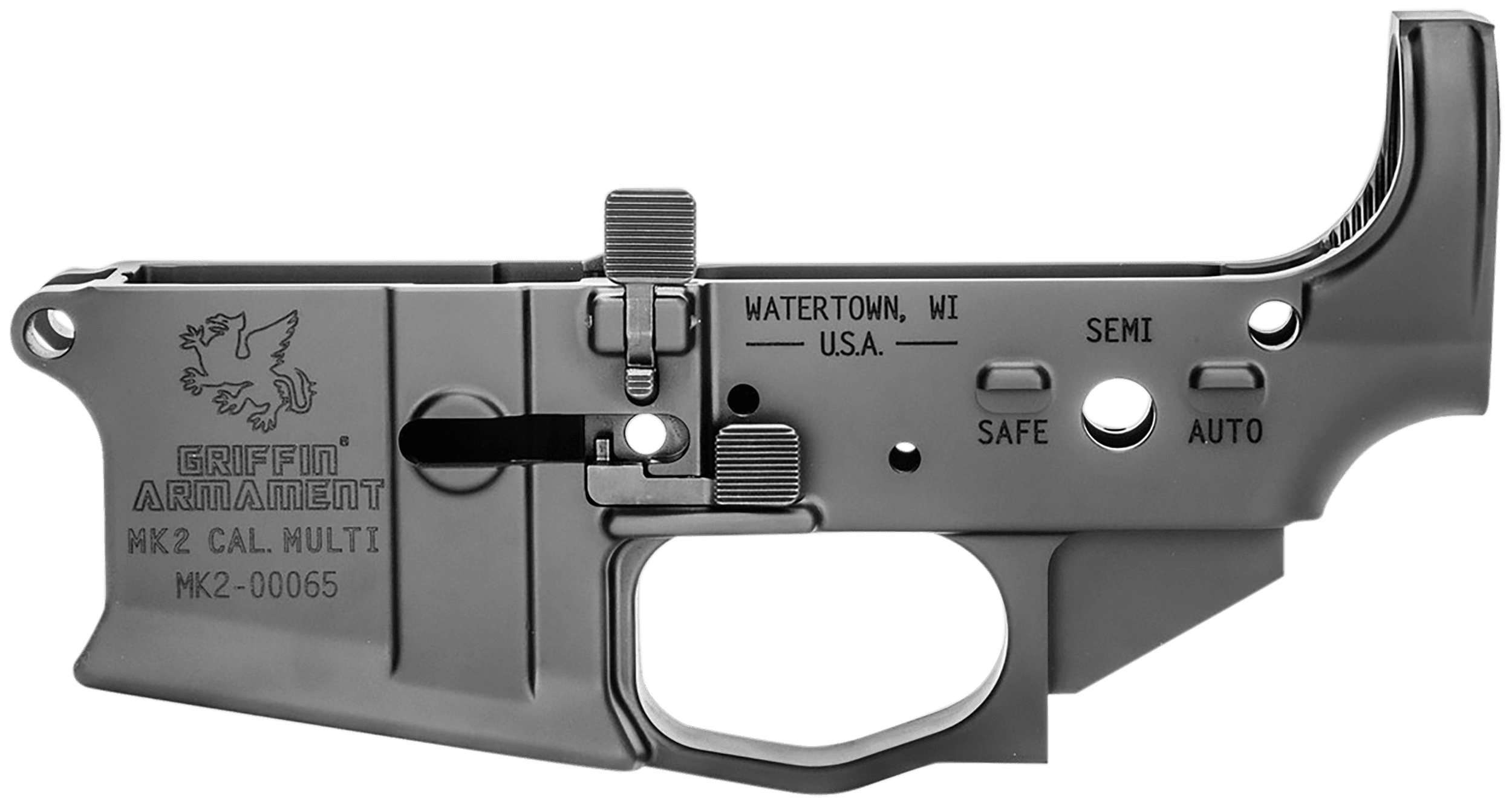 Griffin Armament MK2AL MK2 Stripped Lower Receiver 7075-T6 Aluminum Black Anodized for AR-15