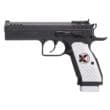 Tanfoglio IFG TFSTOCK2X9 Stock II Xtreme 9mm Luger 16+1/17+1, 4.44" Black Polygonal Rifled Barrel, Black Serrated Slide, Black Steel Frame w/Beavertail, White Polymer Grip
