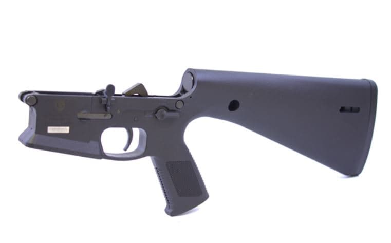 KE Arms KP-15 Polymer Complete AR15 Lower Receiver - Black | Mil-Spec Parts Kit | Integral Buttstock & Pistol Grip