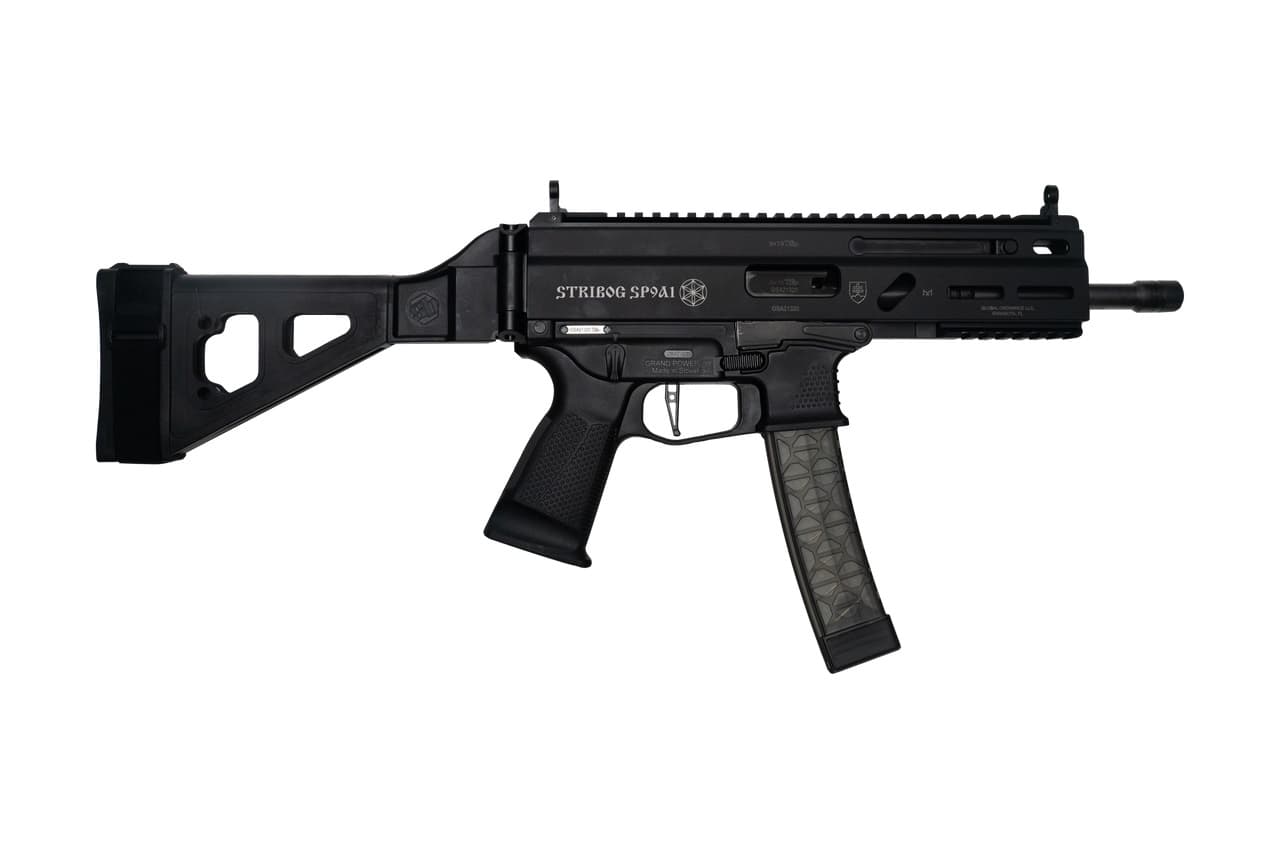 Grand Power Stribog SP9A1 9mm Luger 8in Threaded Barrel 30rd Folding SBT Brace Black Finish