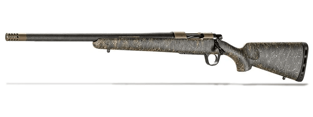 Christensen Arms Ridgeline, 243 Winchester, 24in. Barrel, 4rd, CF Stock with Green & Black Accents, CF Barrel, Radial Muzzle Brake - GBronze (NPN: 801-06036-00)