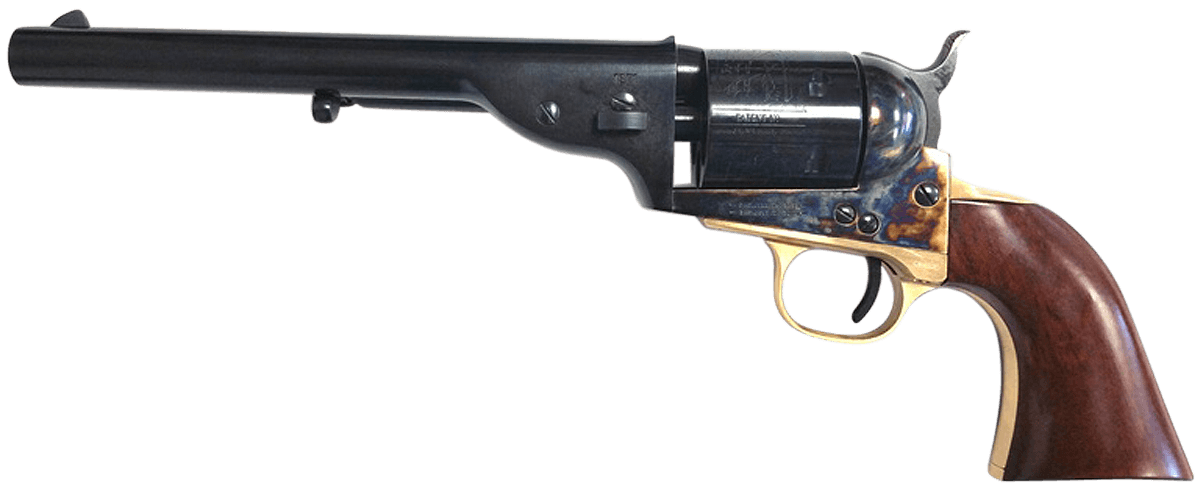 Taylors & Company 550725 1851 Open-Top 45 Colt (LC) Caliber with 7.50" Blued Finish Barrel, 6rd Capacity Blued Finish Cylinder, Color Case Hardened Finish Steel Frame & Walnut Navy Size Grip