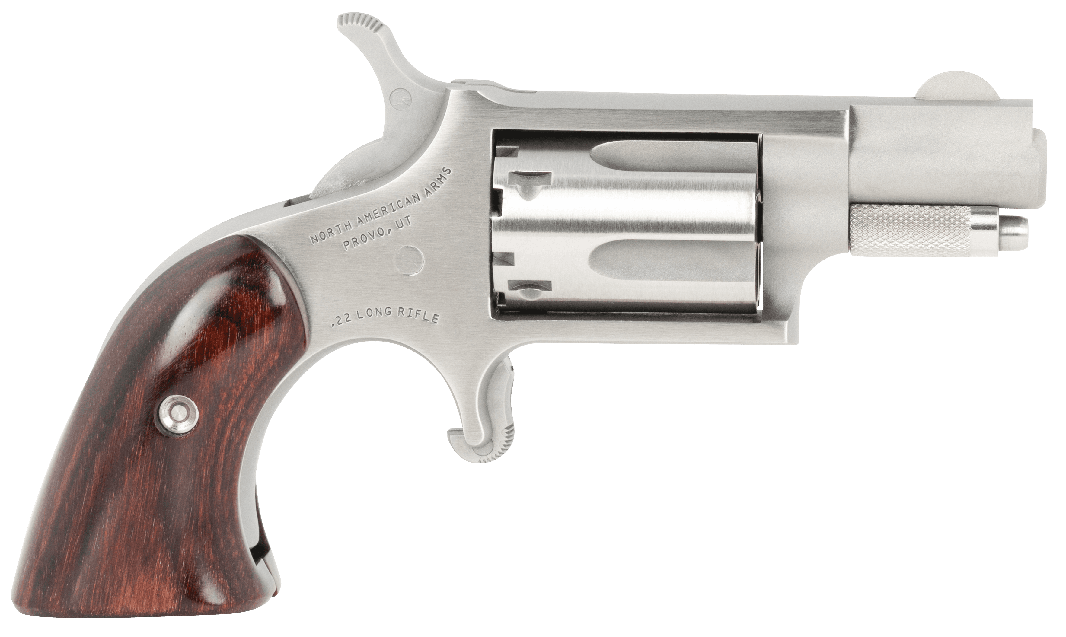 North American Arms 22LRGBG Mini-Revolver  22 LR 5 rd 1.13" Barrel, Stainless Steel Barrel/Cylinder/Frame, Exclusive Wood Boot Grip