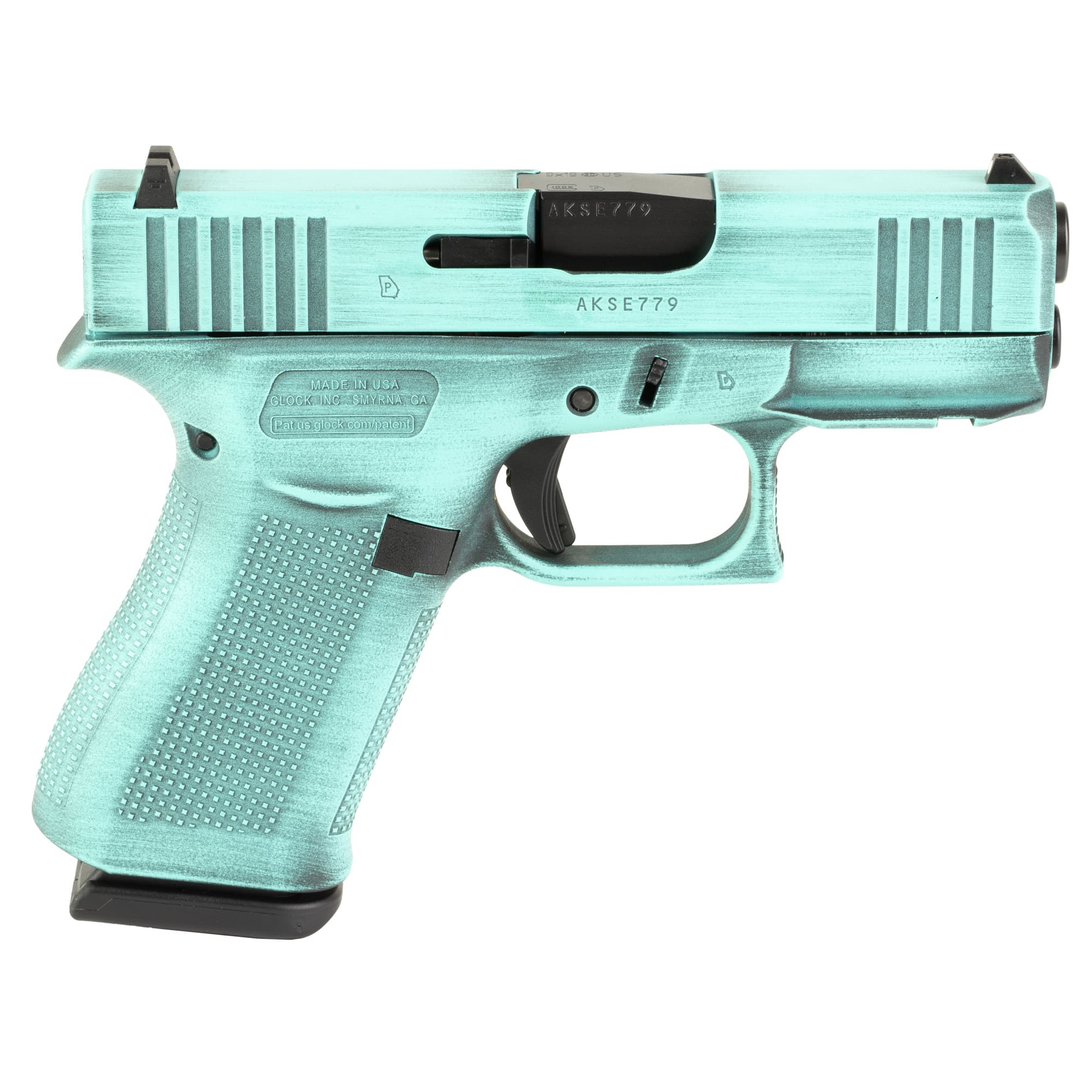 Glock G43X 9mm Luger 3.41in Barrel 10rd Robin's Egg Blue Battle Worn