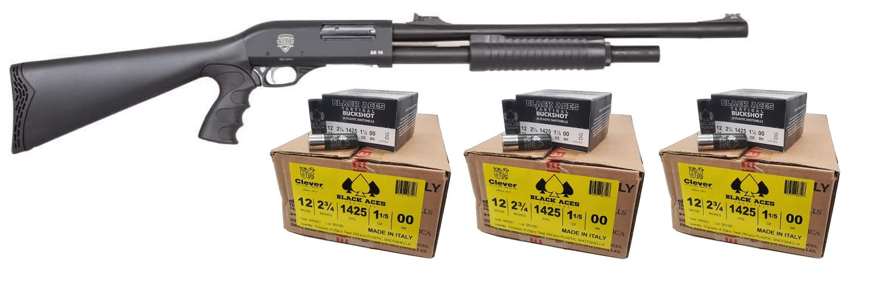 Black Aces Tactical Uzkon AS-14 12GA, 19.5in. Barrel, 7rd - Black