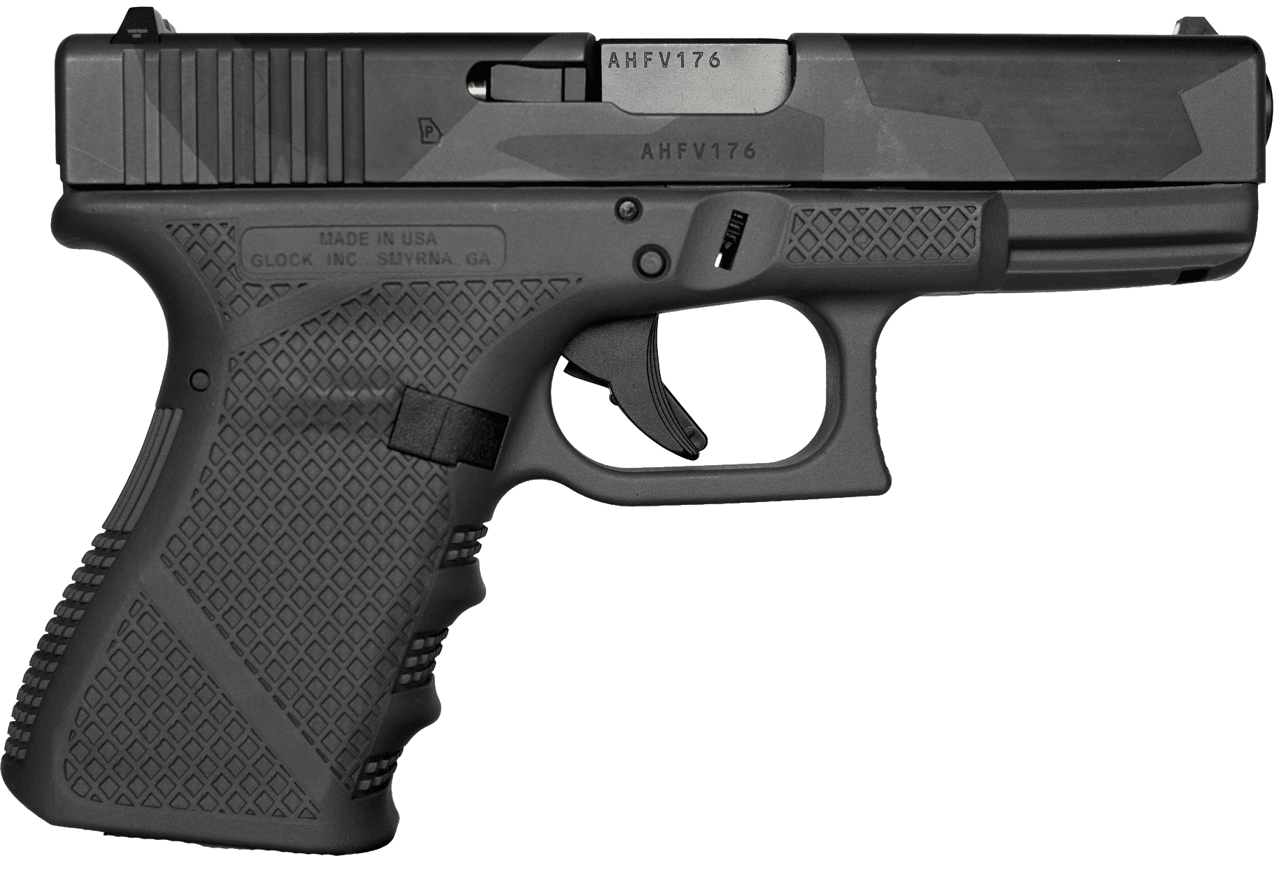 Weapon Works  G19 Gen3 Compact Frame 9mm Luger 15+1 4.02" Black Steel Barrel, Urban Dazzle Grey w/Mesh Stippling Serrated Steel Slide & Polymer Frame w/Picatinny Rail, USA Made