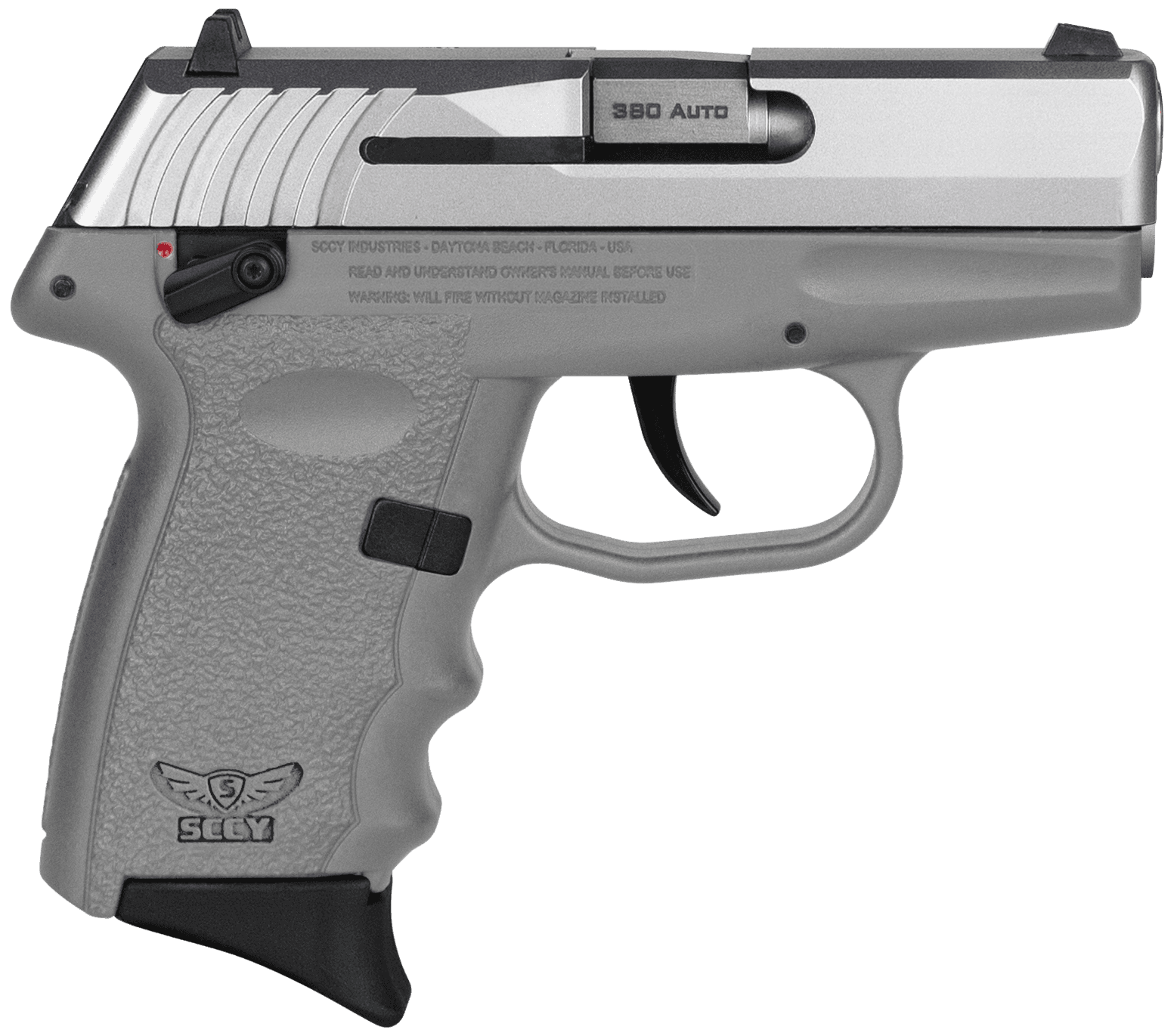 SCCY Industries CPX-4TTSG CPX-4  380 ACP 10+1 2.96" Sniper Gray Polymer Serrated SS Slide Finger Grooved Sniper Gray Polymer Grip