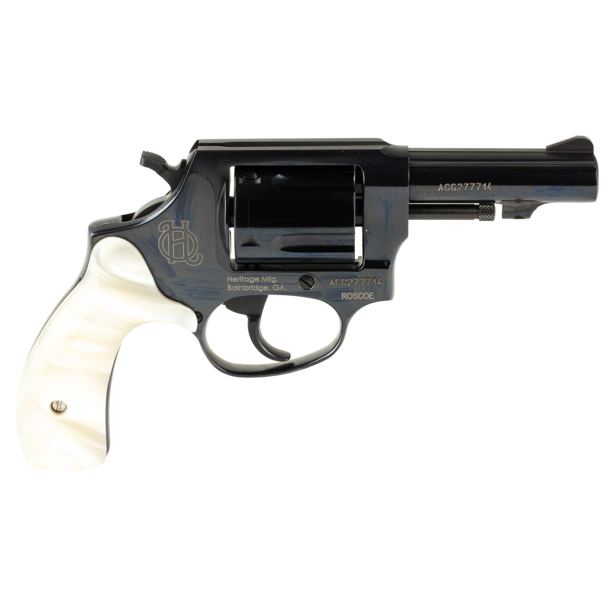 Heritage Manufacturing Roscoe Talo 38 Special 3 inch 5 Round Blued Pearl Grips