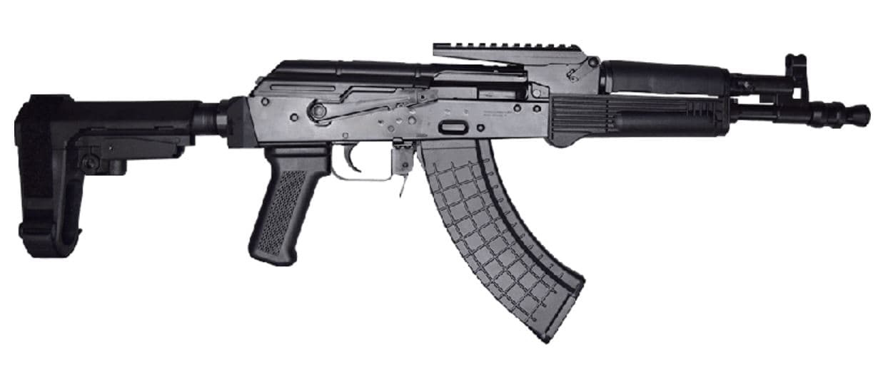 Pioneer Arms Polish Hellpup Elite AK-47 Pistol - Black | 7.62x39 | 11.73" Barrel | Built In Optic Rail | SBA3 Brace