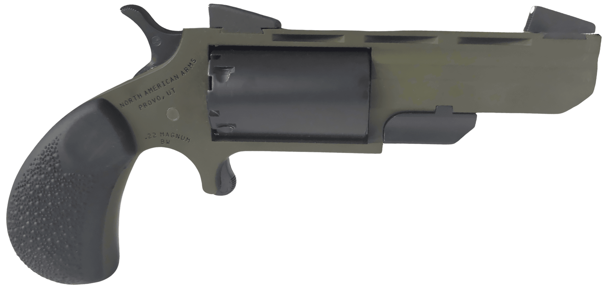 NAA Green Huntsman Revolver 22 LR/Mag. 2 in. OD Green Black Grip 5 rd.