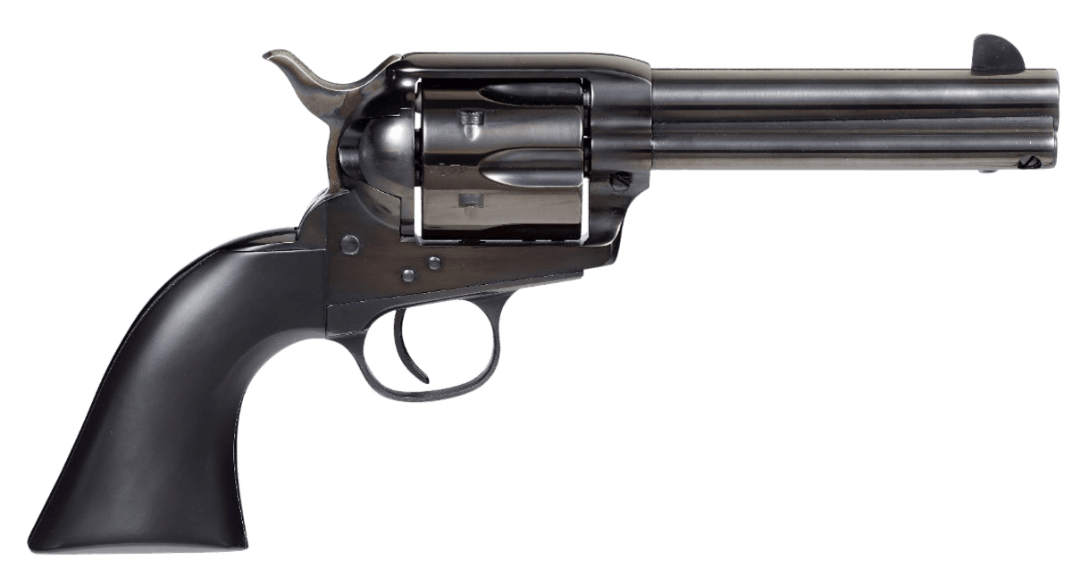 Taylors & Company 555162 Devil Anse  357 Mag Caliber with 4.75" Blued Finish Barrel, 6rd Capacity Blued Finish Cylinder, Color Case Hardened Finish Steel Frame & Matte Black Wood Grip
