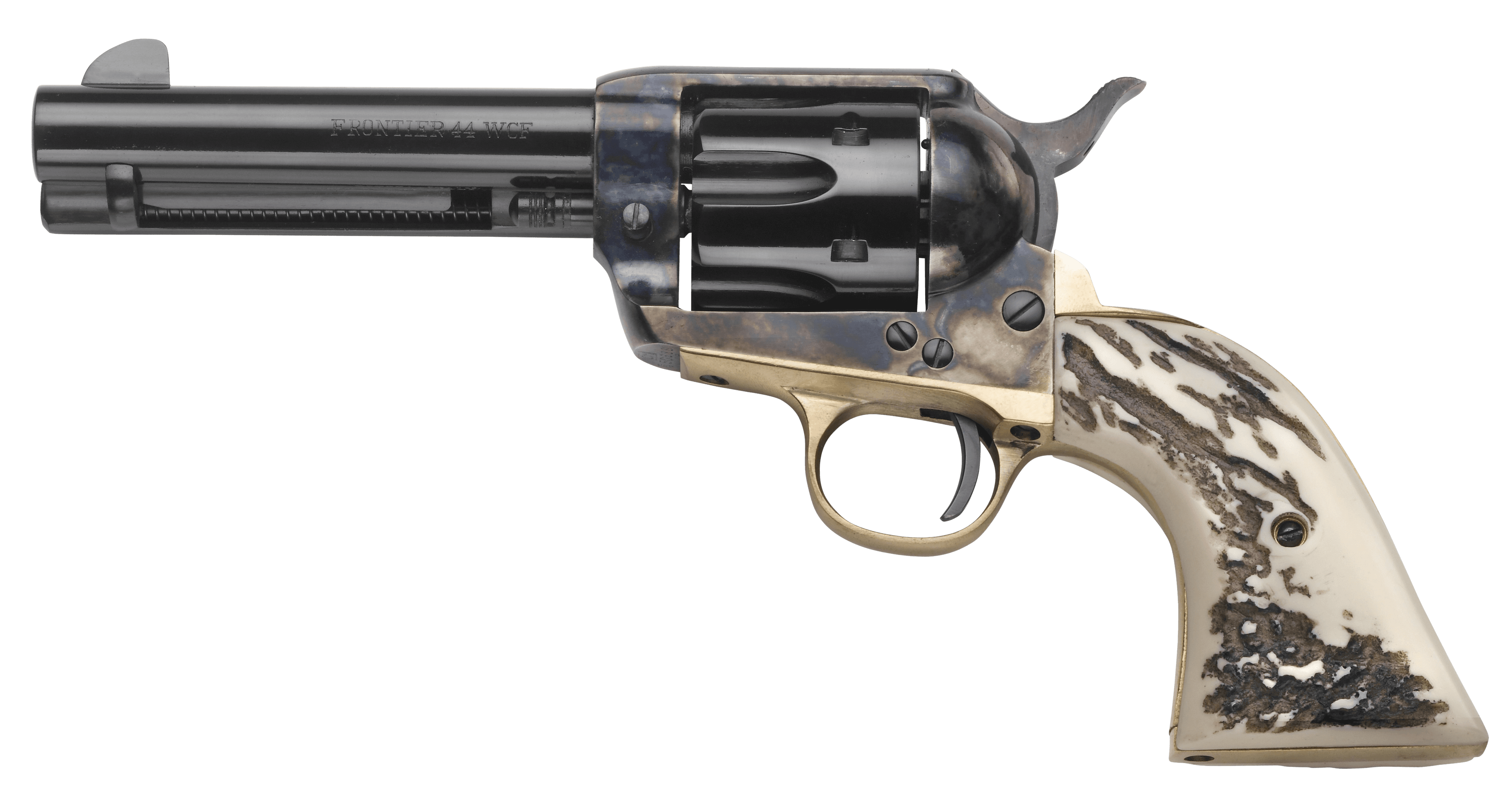 Taylors & Company 200071 1873 Cattleman 357 Mag Caliber with 4.75" Blued Finish Barrel, 6rd Capacity Blued Finish Cylinder, Color Case Hardened Finish Steel Frame & Imitation Stag Grip