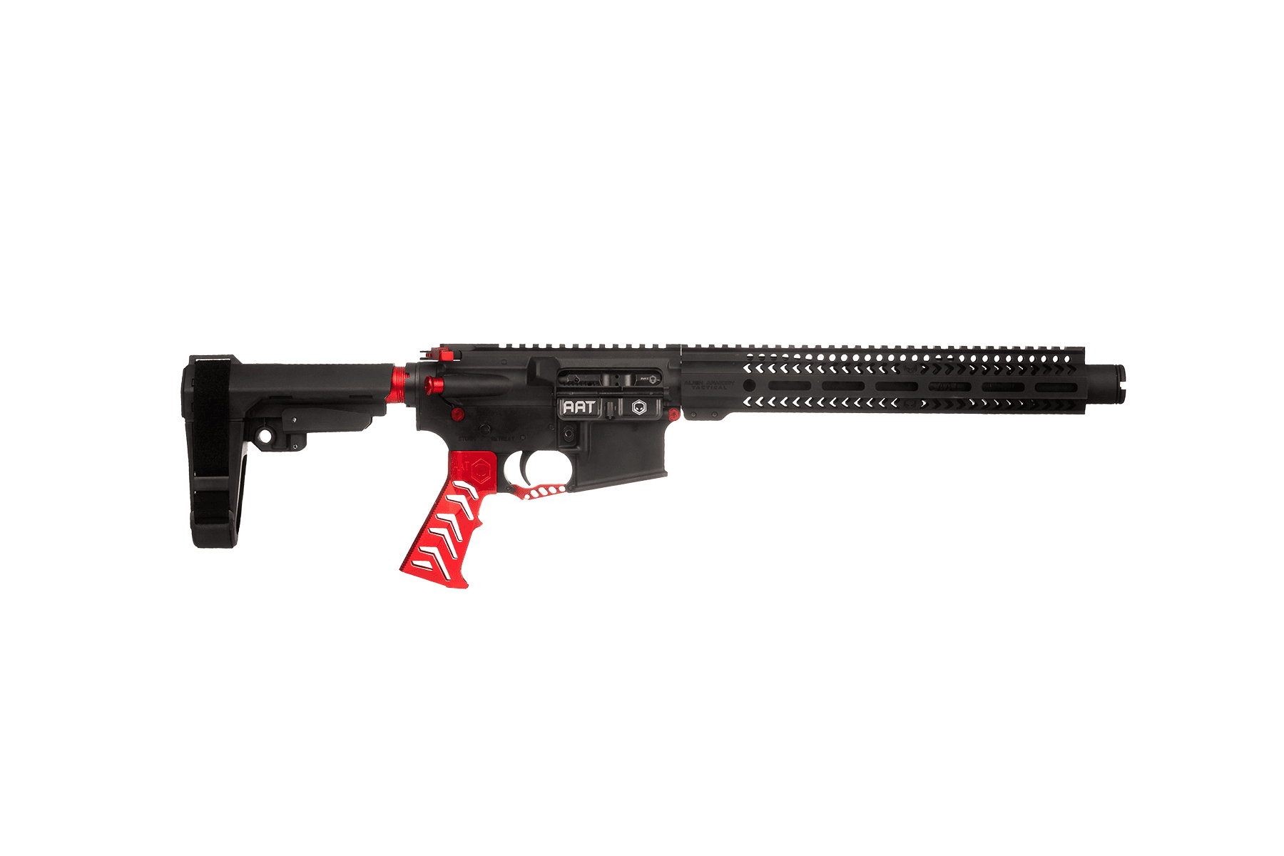 Alien Armory Tactical AAT-15 223 Wylde, 10.5in. Barrel, 30rd, Red Furniture - Black (ARPL8827RD)