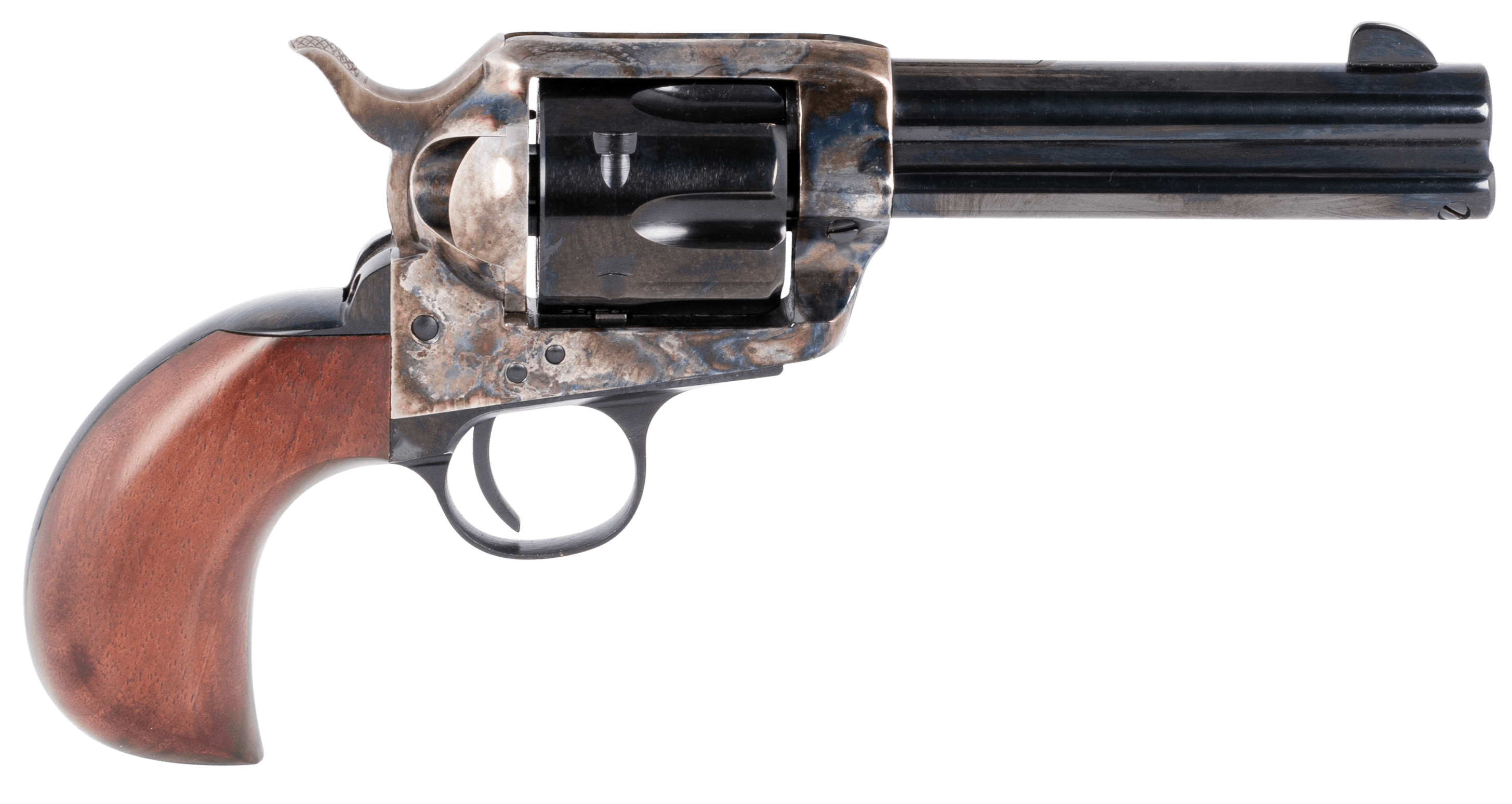 Taylors & Company 200069 1873 Cattleman 357 Mag Caliber with 4.75" Blued Finish Barrel, 6rd Capacity Blued Finish Cylinder, Color Case Hardened Finish Steel Frame & Birdshead Walnut Grip