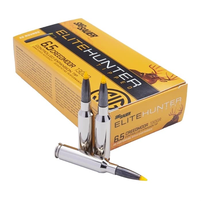 Sig Sauer E65CMTH120 Elite Hunter Tipped  6.5 Creedmoor 130 gr Controlled Expansion Tip 20 Rounds