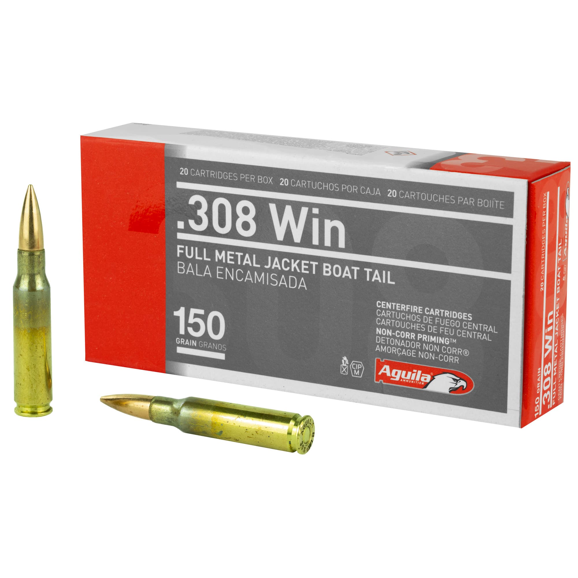 Aguila, 308 Winchester, Full Metal Jacket Boat Tail, 150 Grain, 20 Rounds
