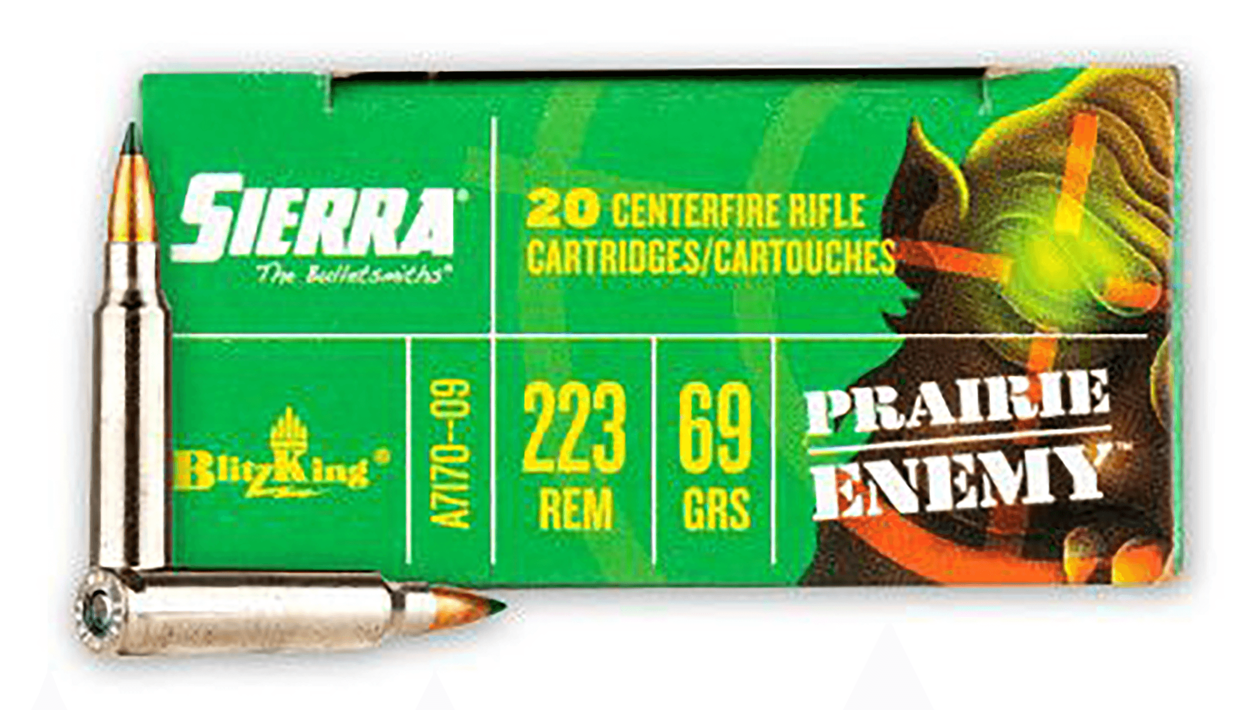 Sierra A717009 Prairie Enemy  223Rem 69gr Sierra BlitzKing 20 Rounds