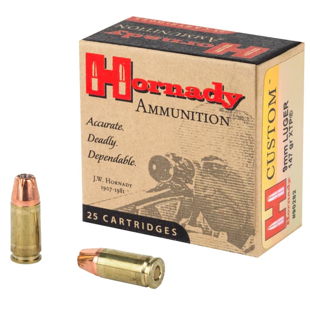 Hornady Custom Pistol Ammo 9mm Luger 147 gr. XTP Hollow Point 25 rd.